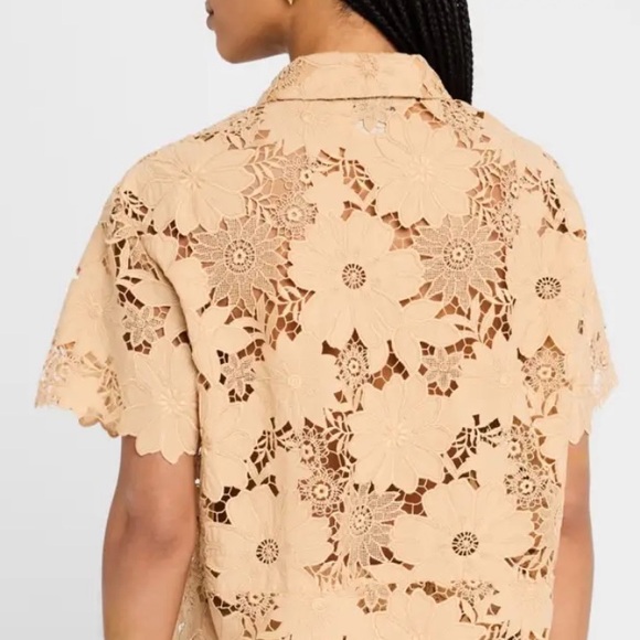 NWT Le Superbe Elegant Lace Floral Tan Top - Picture 2 of 7